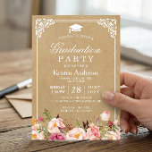 Graduatiedag | Rustieke bloemframe kraft Kaart