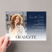 Graduatiefoto Script Grad Save the Date Acryl Uitnodigingen (Insitu (Draagbaar))