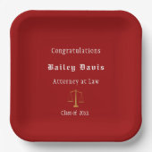 Graduatiegoud Justitia rood Papieren Bordje (Voorkant)