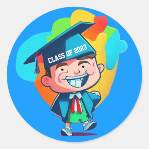 Graduatiejas van 2026 Cartoon Graduate Topper Ronde Sticker