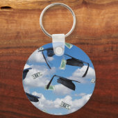 Graduatiekapjes en geld in de lucht sleutelhanger (Voorkant)