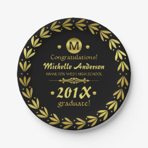 Graduatiepartij 2020   Laurel Wreath Gold Black Papieren Bordje