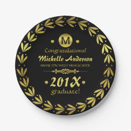 Graduatiepartij 2023 | Laurel Wreath Gold Black Papieren Bordje