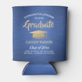 Graduatiepartij geborsteld Blauw Gold White Blikjeskoeler (Voorkant)