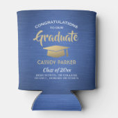 Graduatiepartij geborsteld Blauw Gold White Blikjeskoeler (Achterkant)