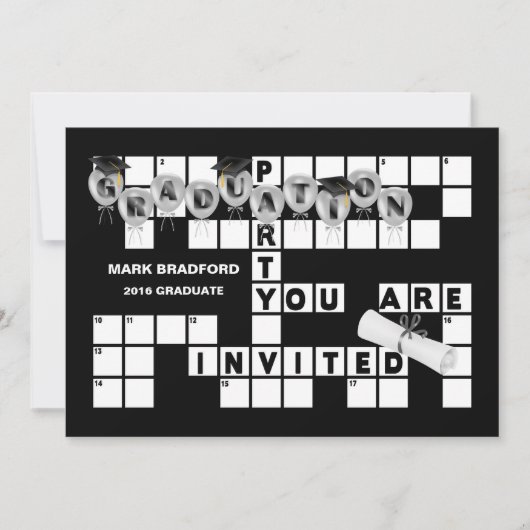 GRADUATIEPARTIJ/INVITATIE-PERSONALISEER- KROSSWORD KAART (Voorkant)