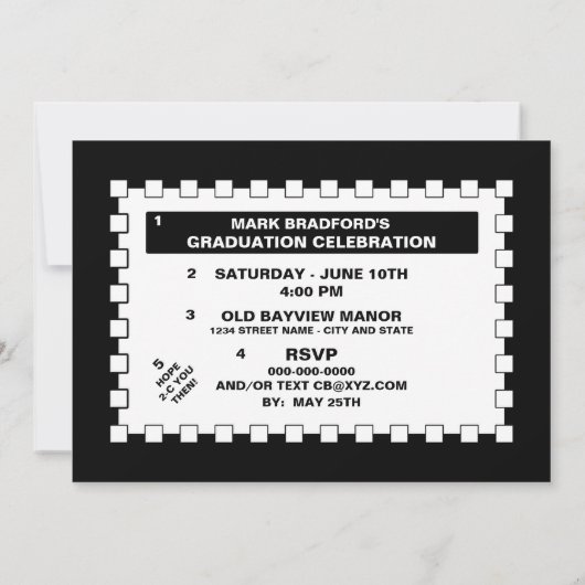 GRADUATIEPARTIJ/INVITATIE-PERSONALISEER- KROSSWORD KAART (Achterkant)