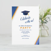 Graduatiepartij voor blauwe en goudhoeken kaart (Staand voorkant)