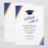 Graduatiepartij voor blauwe en goudhoeken kaart (Voorkant / Achterkant)