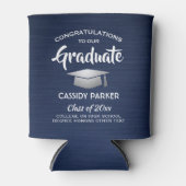 Graduatiepartij voor gecomprimeerd marineblauw wit blikjeskoeler (Voorkant)