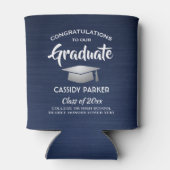 Graduatiepartij voor gecomprimeerd marineblauw wit blikjeskoeler (Achterkant)