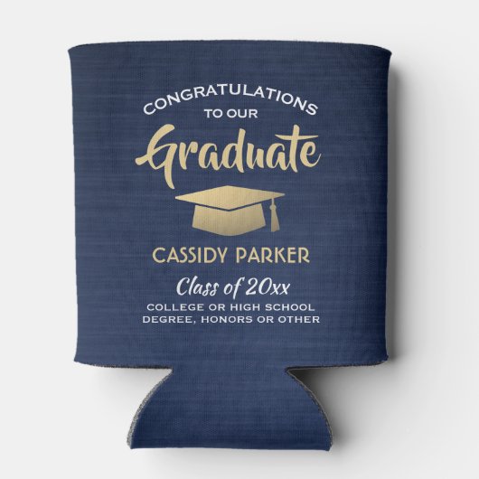 Graduatiepartij voor gecomprimeerde marinegoud - w blikjeskoeler (Achterkant)