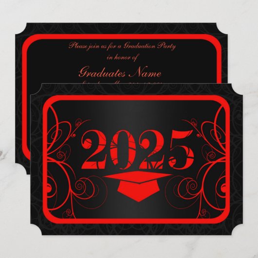 Graduatiepartij voor rood en zwart Lijst Kaart (Voorkant / Achterkant)