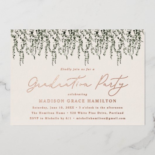Graduatiepartij waterverf folie uitnodiging (Voorkant)