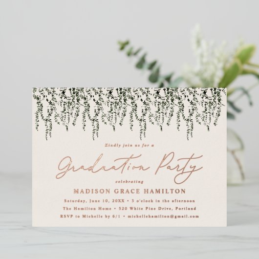 Graduatiepartij waterverf folie uitnodiging (Staand Voorkant)