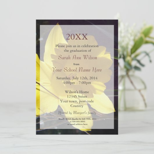 graduatieuitnodigingen voor zomerbloem kaart (Staand voorkant)