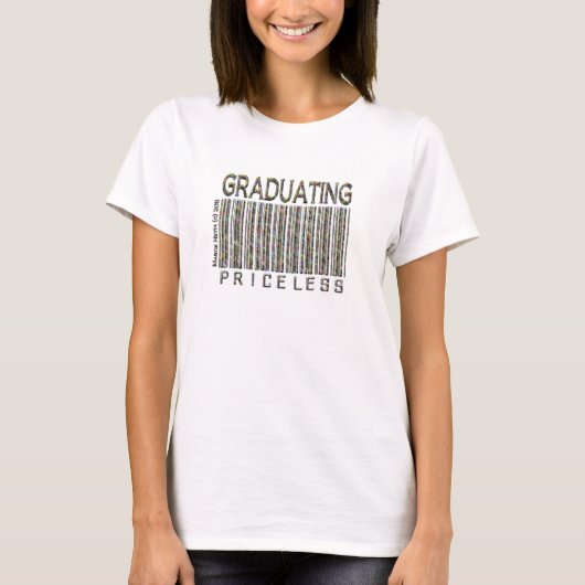 'Graduating - Priceless' Barcode (Pearl) Shirt (Voorkant)