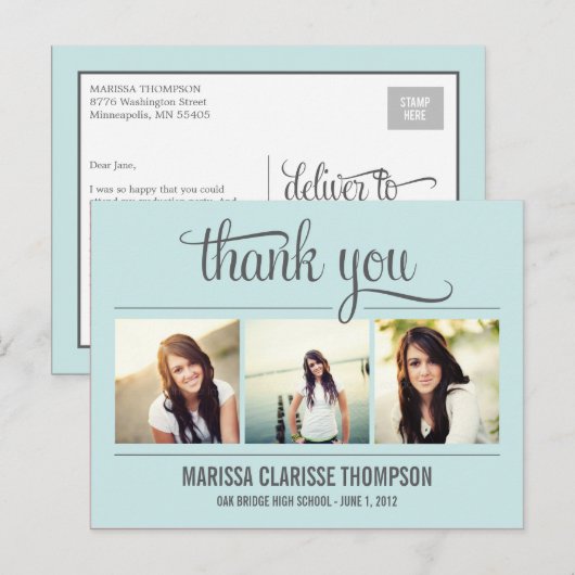 Graduating Year Graduation Thank You Card Briefkaart (Voorkant / Achterkant)