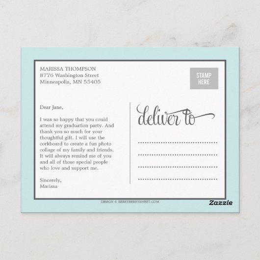 Graduating Year Graduation Thank You Card Briefkaart (Achterkant)