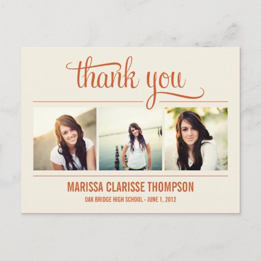 Graduating Year Graduation Thank You Card Briefkaart (Voorkant)