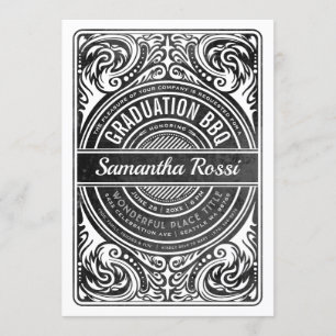 Graduatioin BBQ Uitnodigingen zwart-wit