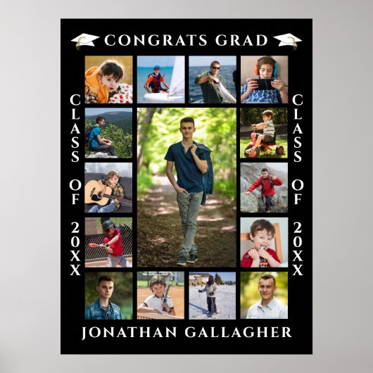 Graduation 15 Photo Collage Congrats Grad Poster (Voorkant)