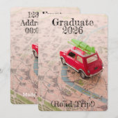 Graduation 2026 Announcement Road Trip Invitation Kaart (Voorkant / Achterkant)