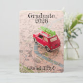 Graduation 2026 Announcement Road Trip Invitation Kaart (Staand voorkant)