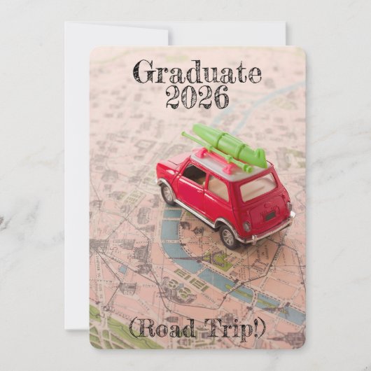 Graduation 2026 Announcement Road Trip Invitation Kaart (Voorkant)