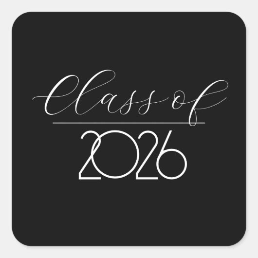 Graduation 2026 Black and White Vierkante Sticker (Voorkant)