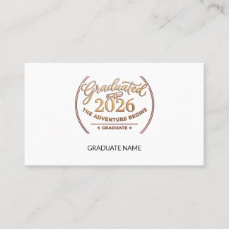 Graduation 2026 Gold Foil Note Card / Tarjeta Contactkaartje
