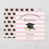 Graduation 2026 Invitation Pink Stripe Kaart (Voorkant / Achterkant)
