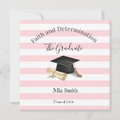 Graduation 2026 Invitation Pink Stripe Kaart (Voorkant)