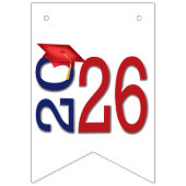 Graduation 2026 Navy Blue and Red Vlaggetjes (Derde vlag)