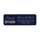 Graduation 2026 Navy Blue Silver Glitter Etiket (Voorkant)
