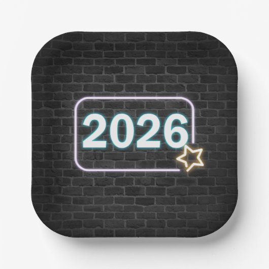 Graduation 2026 Neon Sign On Brick Papieren Bordje (Voorkant)