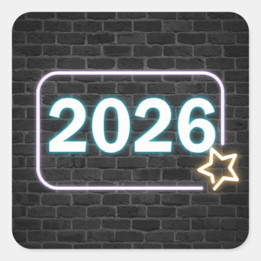 Graduation 2026 Neon Sign On Brick Vierkante Sticker (Voorkant)