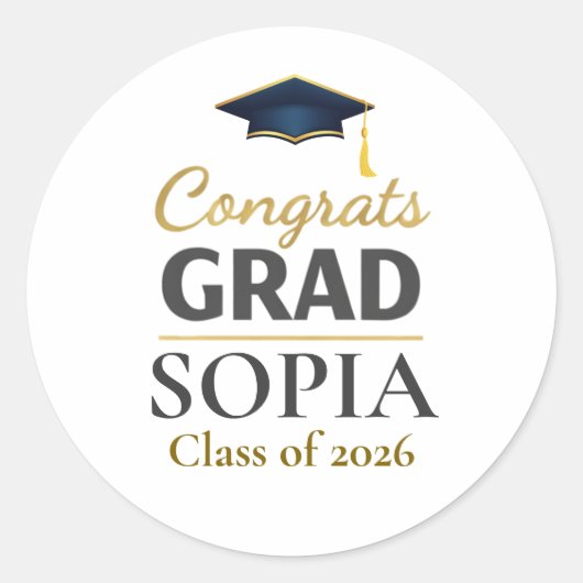 Graduation 2026 Personalized Congrats Grad Ronde Sticker (Voorkant)