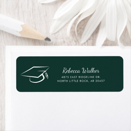 Graduation 2026 Script Green Return Address Etiket (Insitu)