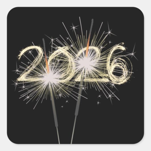 Graduation 2026 Sparklers On Black Vierkante Sticker (Voorkant)