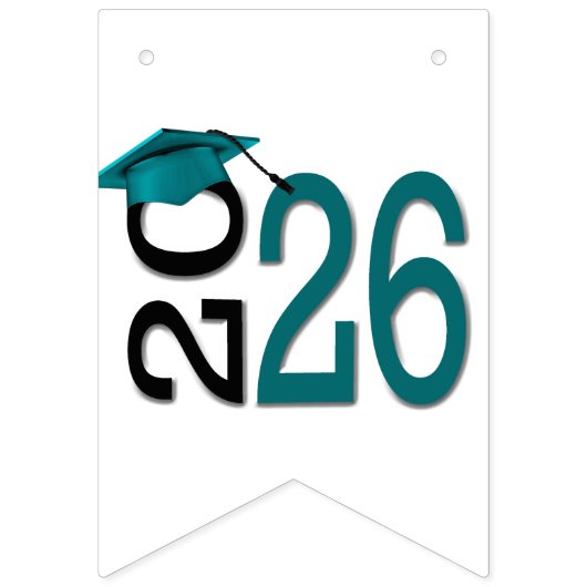 Graduation 2026 Teal and Black Vlaggetjes (Tweede vlag)