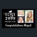 Graduation 3 Photo Class of Year Graduate Name Poster<br><div class="desc">Celebrate your graduate with a personalized, custom color poster with 3 photos, class year in a modern typography design and your own text. The banner is shown in white on black, classic for any graduation party, open house or reception but you can change the colors in EDIT to your school...</div>