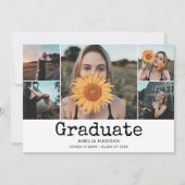 Graduation 6 Photo Vintage Invitation Kaart (Voorkant)