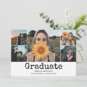 Graduation 6 Photo Vintage Invitation Kaart (Staand voorkant)