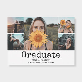 Graduation 6 Photo Vintage Invitation Kaart