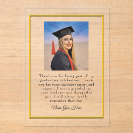 Graduation acrylic Thank You card with photo Acryl Uitnodigingen