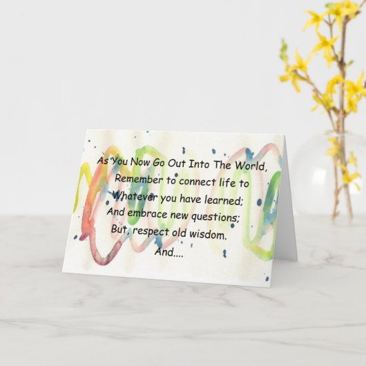 Graduation Advice Watercolor Card Kaart (Gele Bloem)