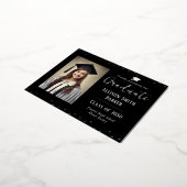 Graduation Announcement Black and Silver Photo Folie Feestdagen Briefkaart (Gedraaid)