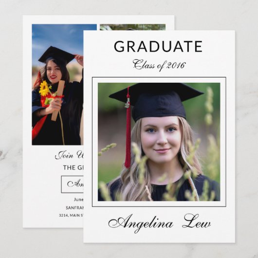 Graduation Announcement Card Template Aankondiging (Voorkant / Achterkant)