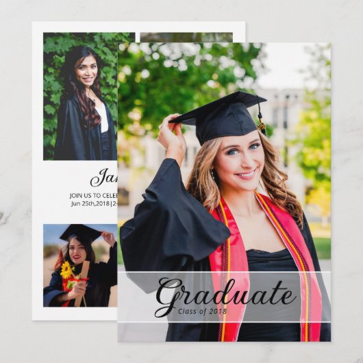 Graduation Announcement Card Template Aankondiging (Voorkant / Achterkant)